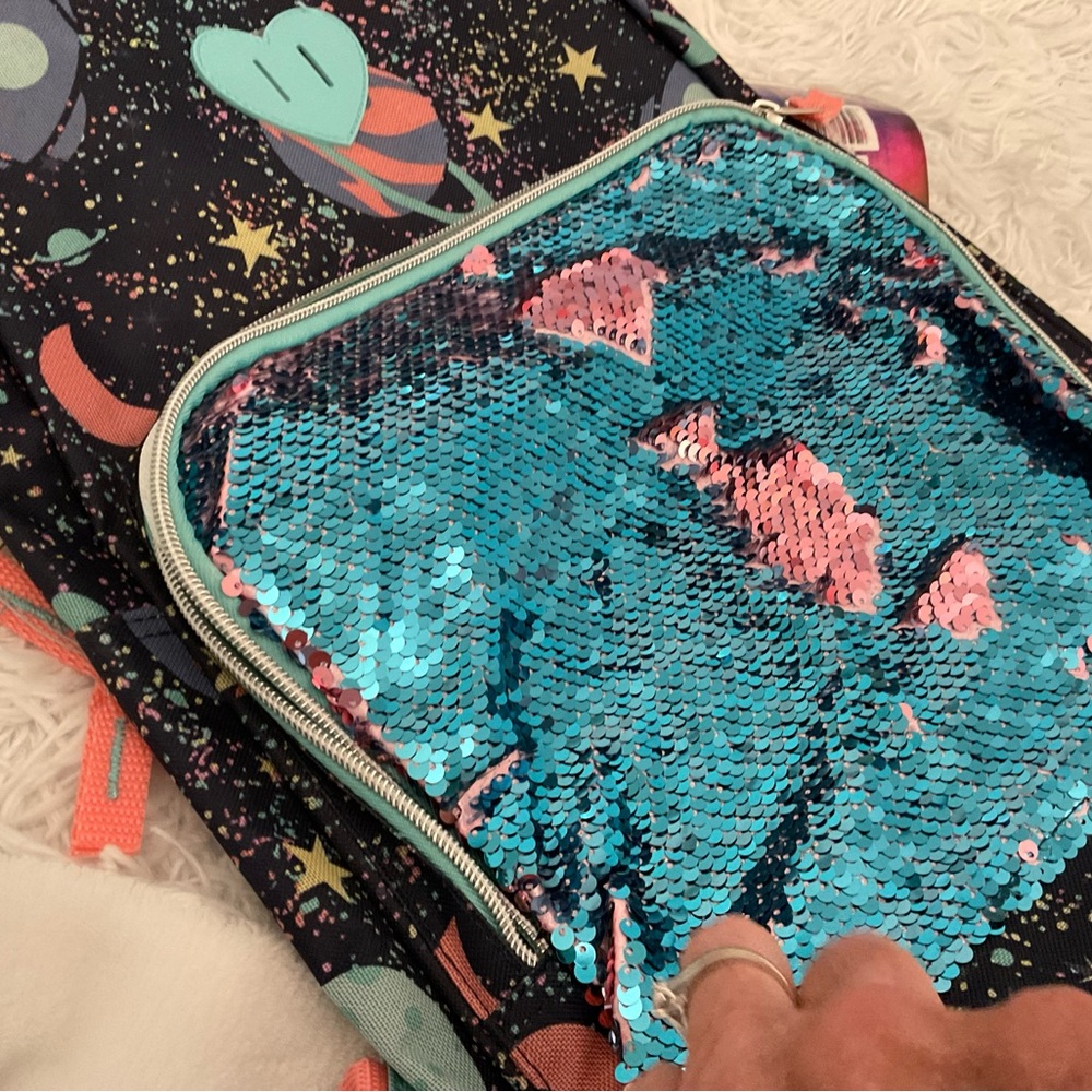 Space book bag with Sequins